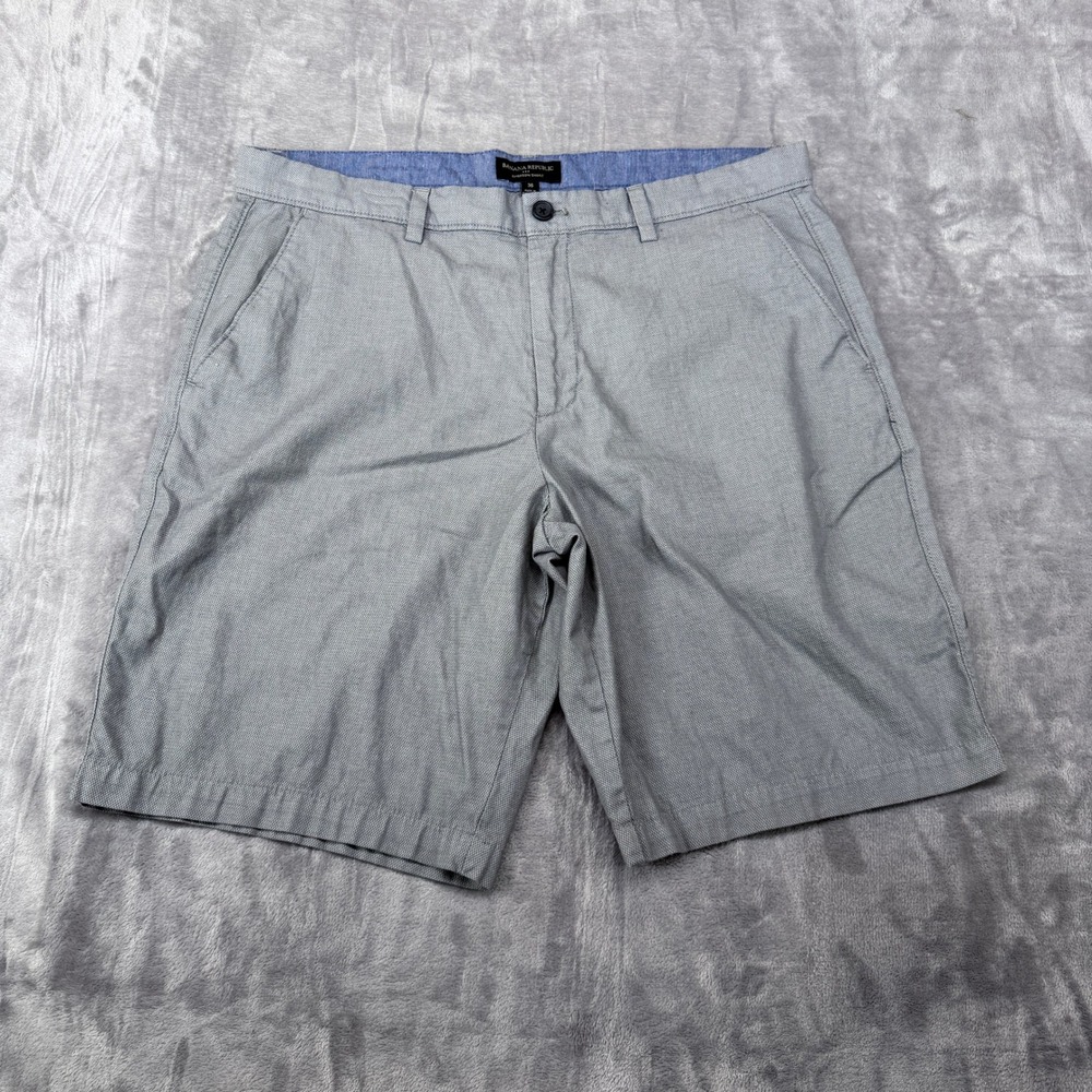 Banana Republic Emerson Shorts Men 36 Grey Cotton Micro Pattern Flat Front 9.5in